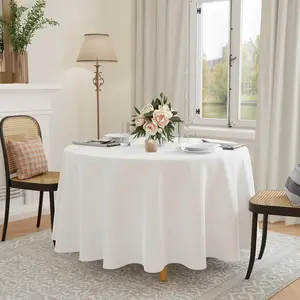 GFCC 96 Inch Round Tablecloth - Round Tablecloth Round Table Cover Table Cloth for Event Wedding Birthday Banquet Restaurant, White