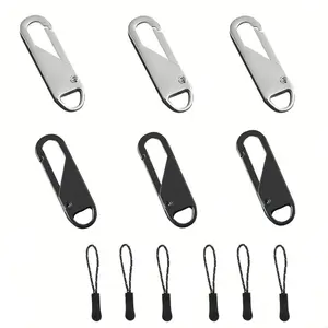 Zipper Pull Replacement, Zipper Pull Tabs for Luggage Clothing Jackets Backpacks Boots Purse Coat (Black+ Silver