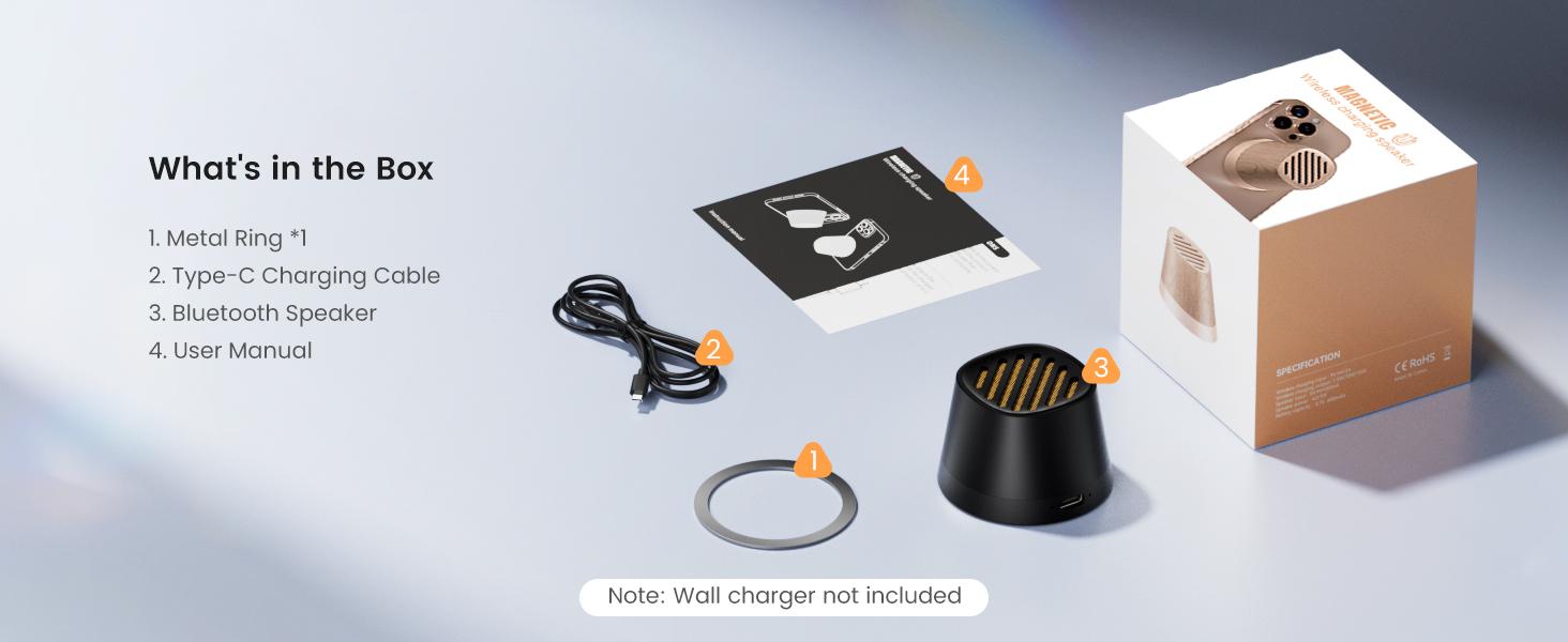 Magnetic Bluetooth Speaker, Portable Mini Speaker with Wireless Charger & Phone Stand, Bluetooth Speakers for Kitche, Refrigerator, Anything Magnet, Gifts