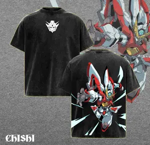 Mecha Graphic Streetwear T-Shirt – Hamiki Futuristic Robot Vintage Washed Oversized Heavy Cotton Tee, Sci-Fi Anime Style Unisex Shirt