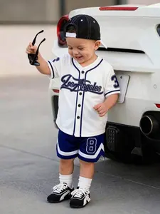 PARARA Baby Boy Sports Outfit Set – Baseball Jacket and Shorts Jersey Style Toddler Summer Set