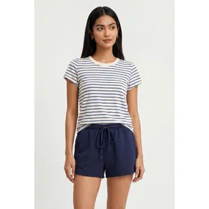 Junie Slub Tee Navy Stripe