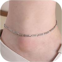 3.5mm Figaro Link Chain Ankle Bracelet