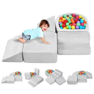 VEVOR Climbing Toys, 5-Piece Set, Foam Climbing Blocks for Toddlers 6 Months to 3 Years, Baby Climbing Blocks with Ball Pit (Balls Not Included), Indoor Climb and Crawl Activity Playset for Crawling