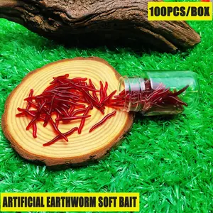 100pcs Soft Fishing Lures, Realistic Earthworm Bait, Portable Bottle Pack, Artificial Fish Attractant, High-Quality Fishing Accessories