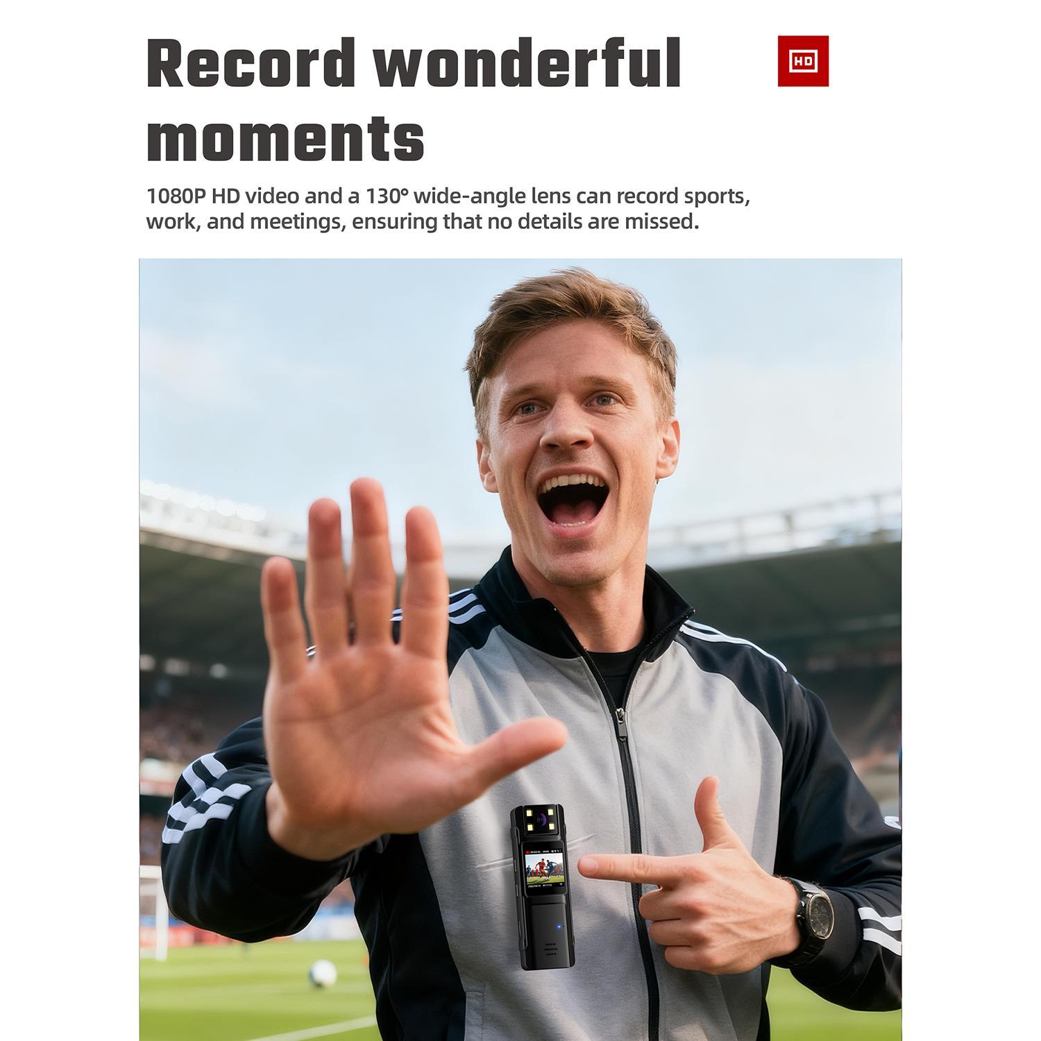 1080P HD Body Camera with 180° Rotating Lens - PortableClip-On Recorder, Night Vision, 130° Wide Angle, USBRechargeable for Security, Workplace Evidence, OutdoorAdventure & Content Creation