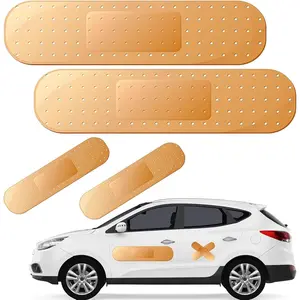 4Pcs Giant Band Car Aid Sticker Funny Bumper Stickers to Cover Crack Damage Scratch and Dent Yellow 2 Small 2 Large Big Bandage Car Decal Patch for Vehicle Body Automotive Decor Accessories