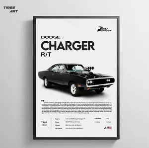 970 Dodge Charger R/T, Movie Fast and Furious Toretto's Car Design Poster Art Print, Home Wall Decor