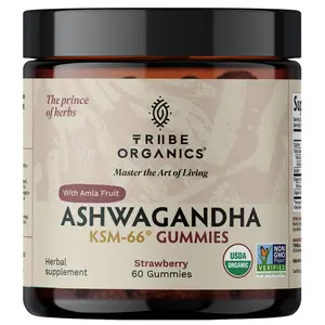 Ashwagandha KSM-66 Gummies for Adults - Pure Organic Root Extract Ayurvedic Supplement Gummy for Men & Women, Focus Mood Support Increase Energy Strength 600mg of Natural KSM66 for Superior Absorption - Tribe Organics