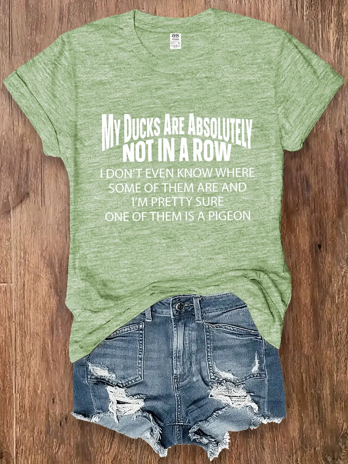 Women's Summer Crew Neck Short Sleeve T-Shirt Humorous Self-Deprecating Print: MY DUCKS ARE ABSOLUTELY NOT IN A ROW Pink, Blue, Green Casual Shirt Tops, Casual Everyday Wear for Vacations and Outings Perfect for Holidays