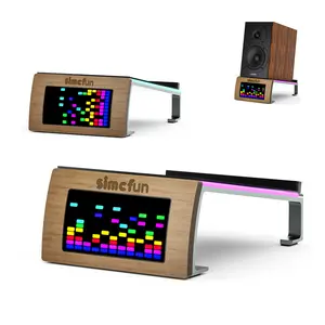 RhythmDance Desktop RGB Tilt Speaker Stands Surround Sound – Dynamic LED Light Display with Sound Sensor, Adjustable Light Modes w/c Dual Charging Ports – 1 Pair Bookshelf Laptop Desk Audio Stands