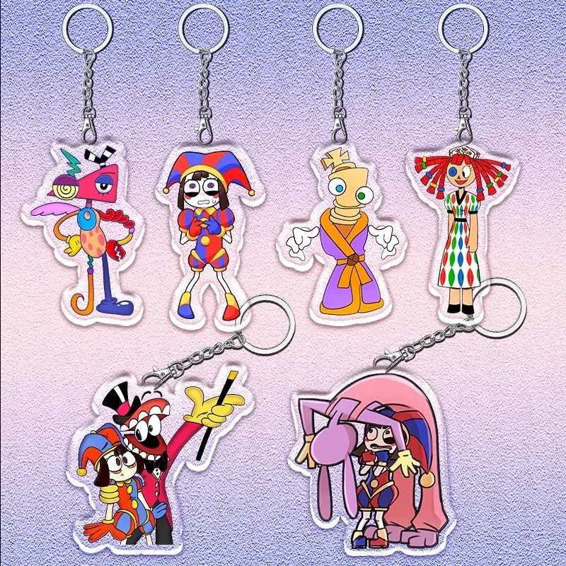 The Amazing Digital Circus Keychains, Pomni Jax Gangle Acrylic Keyrings, Funny Gifts, Kawaii Bag Accessory, Cool Collectible Gift for Fans, Aesthetic Merch for Players