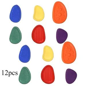 12 Pack Sensory Stones, Silicone Textured Fidget Stones, Soft Portable Worry Stone for Autism Adhd, Stress Relief Toys for Adults, Sensory Grippie Set, Sensory Bundle (random Color)
