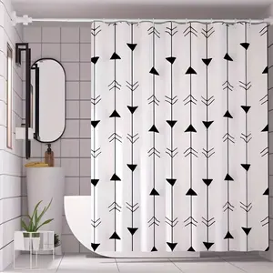 Arrow Shower Curtain Liner, 4g Peva Waterproof Bath Liner, 71x71 Inches, Metal Grommets, 3 Magnetic Weights, 12 Plastic Hooks