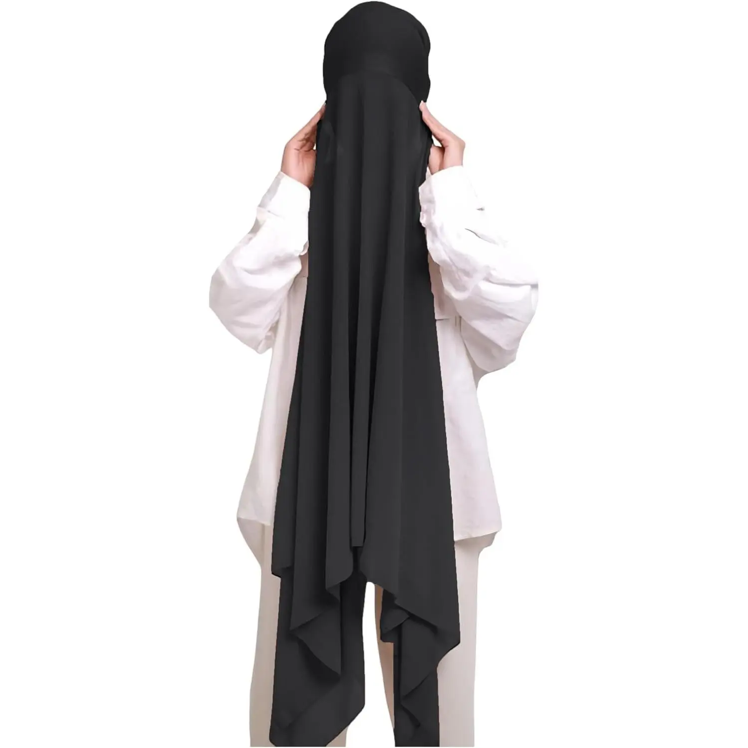 Muslim Chiffon Instant Hijab Head Scarf with Matching Tie-Back Jersey Undercap(Gift)