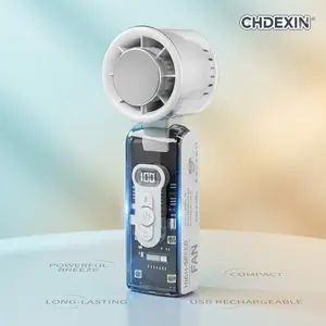 2-Second Cooling 100-Speed Handheld Cooling Fan Foldable LED Digital Display Turbo Fan| Transparent Mecha Style