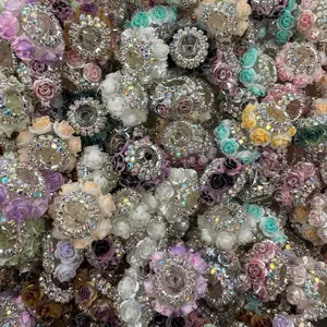 (FY21) 5pc - Fancy Rose and Rhinestone Beads