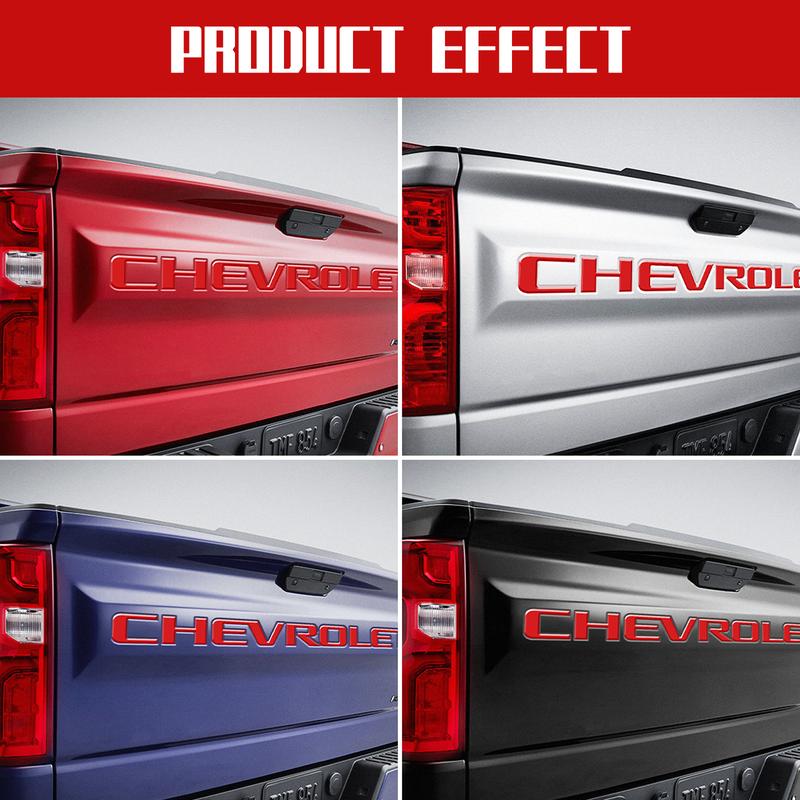 3D tailgate letters decal exterior accessories Compatible with 2019 2020 2021 2022 2023 2024 2025 Chevrolet Silverado 1500 2500Red Models Accessories ABS Plastic Anti Fade Coating Red