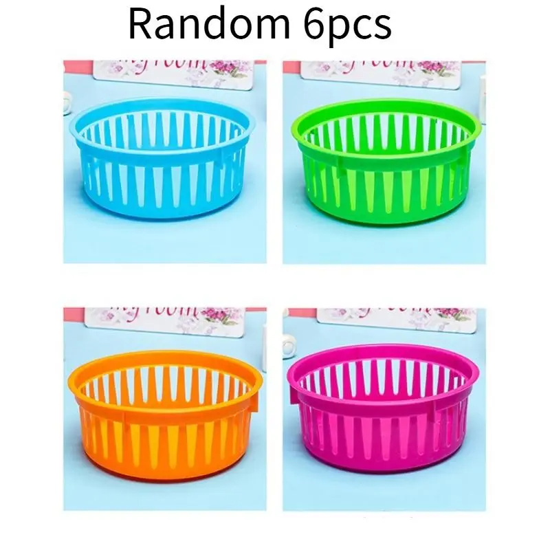 6pcs Colorful Round Pencil Baskets - 6.1" X 2.4" Plastic Storage Containers For Crayons & Pencils, Ideal For Classroom Organization And Office Desk Drawer