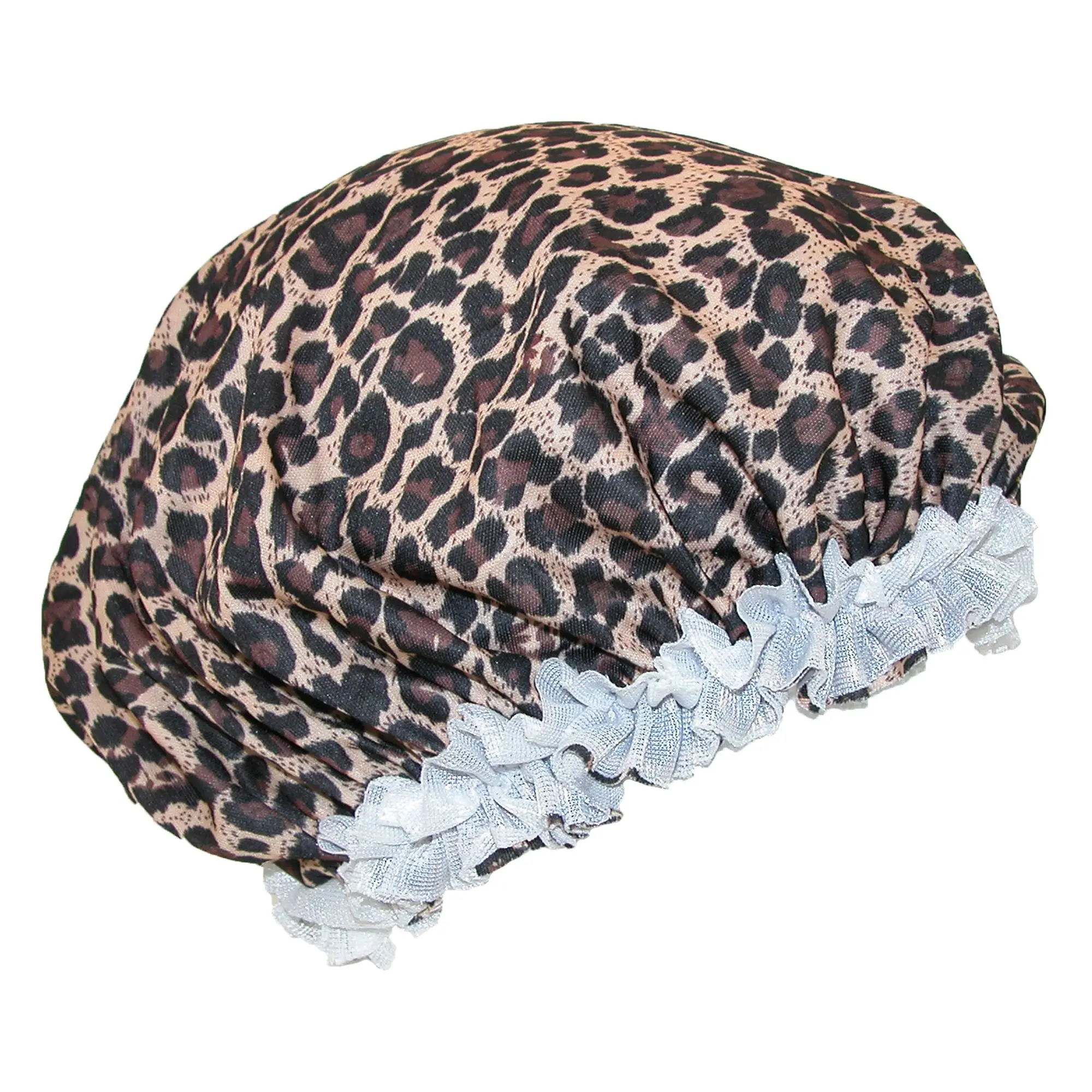 CTM Women's Satin Leopard Hair Roller Sleep Cap Cover, Hat Accessories