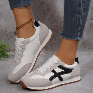 Women's Modern Casual Round Toe Sneakers College Style Vacation Girly  Color Block Stripe Chunky Sports Shoes
