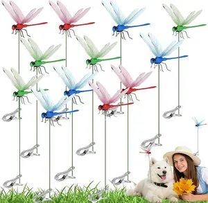 12 PCS Dragon Fly Clips for Bugs Repellent, Dragonfly Clip Bug Repellent,Fake Dragonflies, Plastic Dragonflies for Garden Stakes Decor Yard Ornaments for Hat & Horse,Fly Scare Devices for Indoor Outdoor