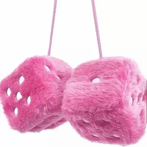 A pair of retro square plush dice car interior (gift) can be hung on the rearview mirror and can be given to family, lovers, friends