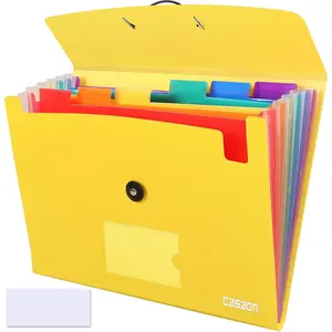 7 Pocket Accordian File Folders, Expanding File Folder A4 Letter Size Paper Portable Document Organizer-Yellow