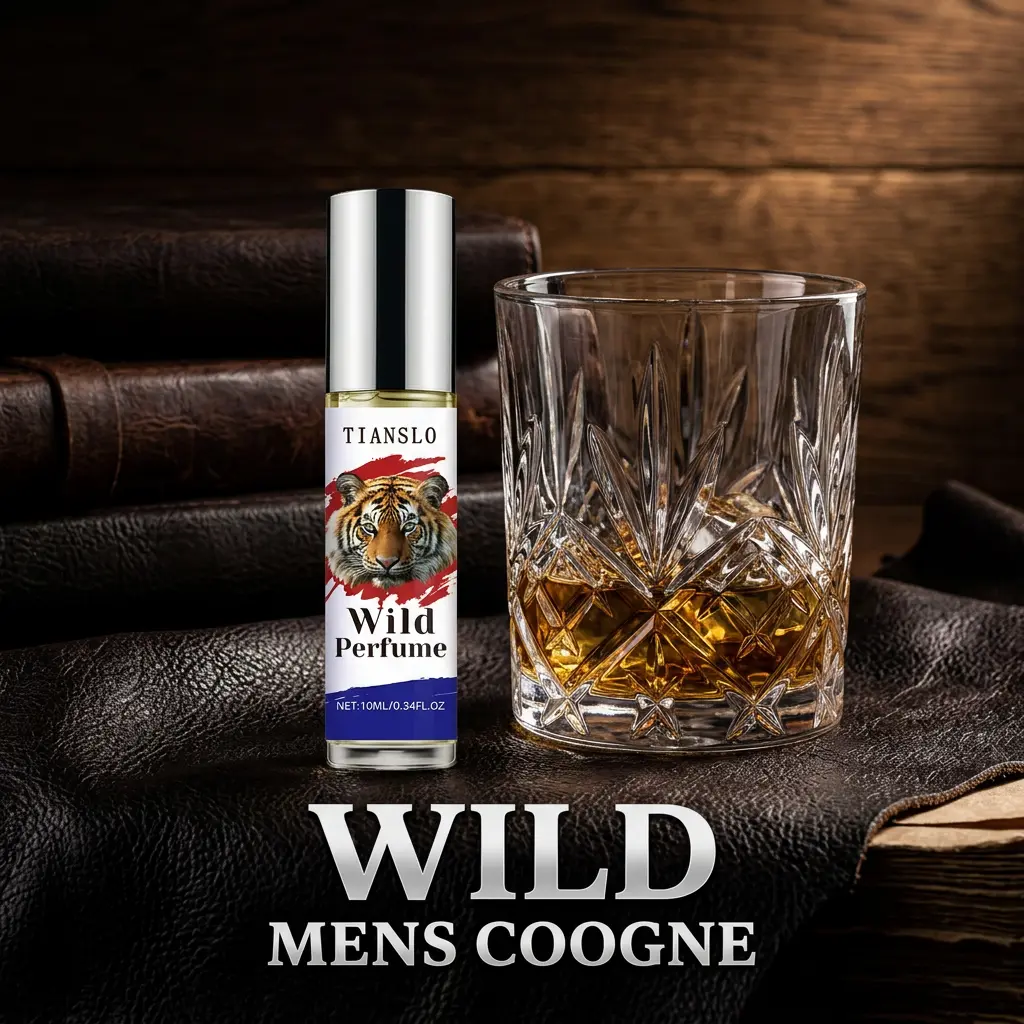 TIANSLO Men's Roll-On Cologne - "Wild" Lightweight Signature Oil Fragrance, Woody Spicy Amber Scent, Mini Pocket 10ml/0.34oz Gourmand Floral Nomadic Midnight Perfume for Travel, Gym, Lightweight Cologne, Signature Cologne