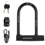 ROCkBROS Bicycle U-Lock - Carbon Steel Durable Material Anti-Theft Black Lock, 2 Keys, All Black+T300BK, Fits Most Bicycles, Offers Convenience and Security, Protects Your Bike From Theft, Cycling Gear, Outdoor Accessory