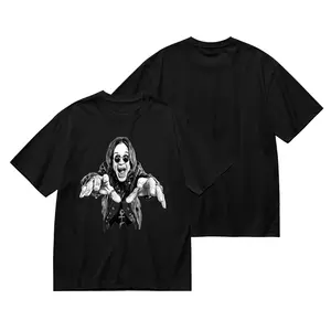 Black & White Printed Casual T-Shirt, Plus Size Available