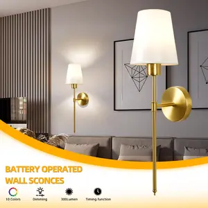 2 Semi-Recessed Wireless Remote Wall Lights - USB Rechargeable Batteries - 9 color Dimmable (E26) With Remote Control For Bathroom And Living Room For Bedroom / Living Room (No Wiring Required)  Lights  Night Light Lamps Indoor Lighting lights for bedroom