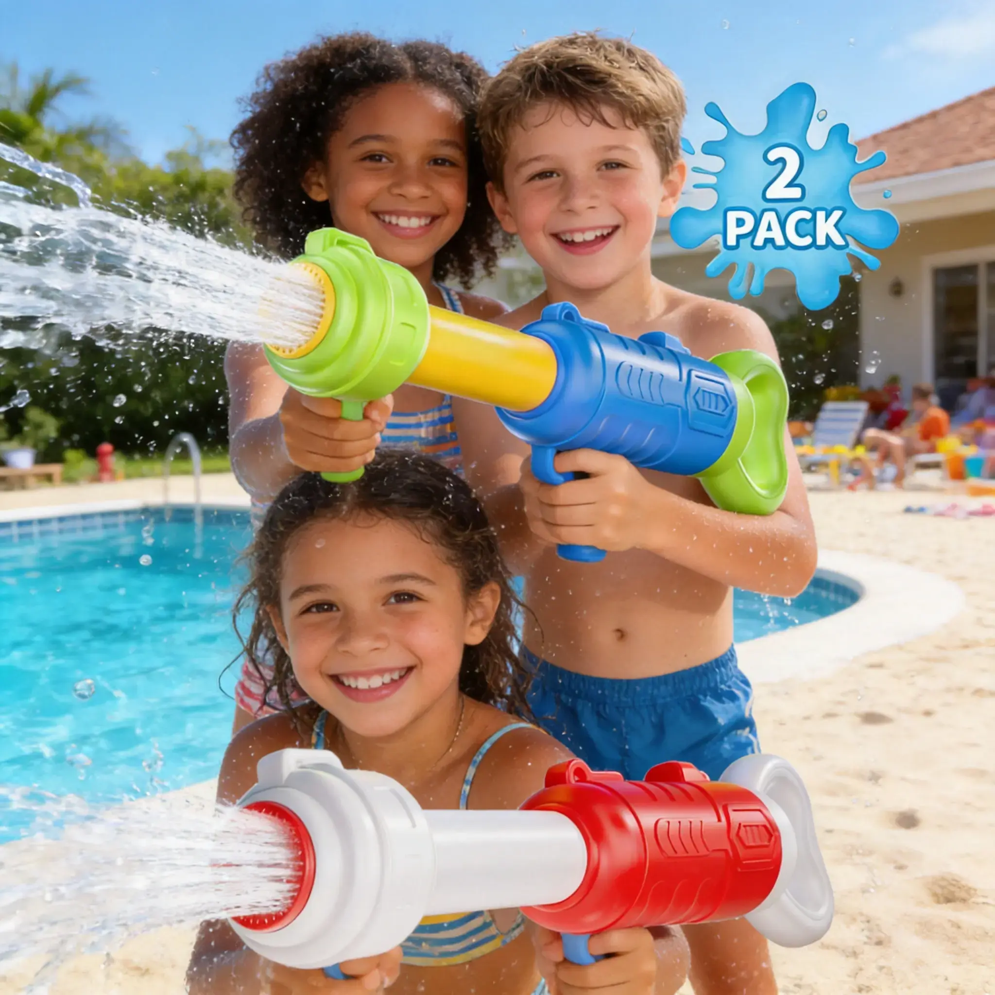 2pcs  Water Gun,swimming pool accessories,phosphorescent pool toys,inground pool,basement pools,Bulk Squirt Water Blaster Guns,Firew,ork Spray Water Soaker Toy for Summer Pool Party Outdoor Beach Water Games,two-piece pack,Outdoor Summer Water Games