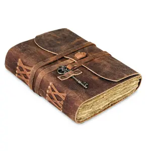 Leather Journal With Unlined Deckle Edge Paper Vintage Writing Notebook Diary Daily Notepad 7x5inch