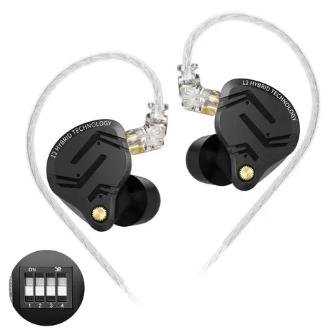 KZ ZS12 PRO X In-ear Monitor Headphone, In Ear Monitors, Wired Gaming Earbuds, Wired Headphones, Wired IEM Earphones, Headphone Jack, 1DD+5BA Hybrid Driver IEM Earphone for Singer Musician Audiophile Hybrid Noise Cancelling