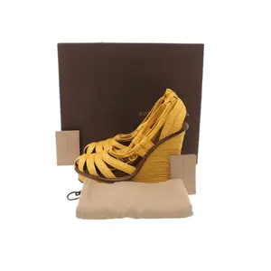 Bottega Veneta Braided Raffia Wedge Sandals Size US 9.5 EU 39.5