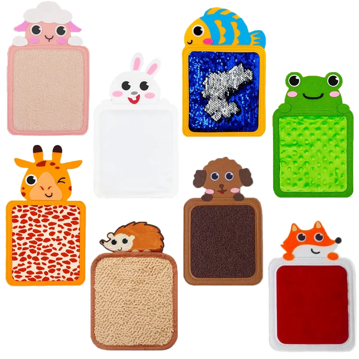 Animals Texture Color Recognition Touch Toys, Plush Animals Sensory Mats, Sensory Activity Board, Multi-Animal Sensory Exploration Toy Set, Enhancing Kids' Gaming Experience, Perfect Gift for Babies' Cognitive Development