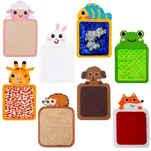 Animals Texture Color Recognition Touch Toys Plush Animals Sensory Mats, Sensory Activity Board, Multi-Animal Sensory Exploration Toy Set Enhancing Kids' Gaming Experience, Perfect Gift for babys Cognitive Development