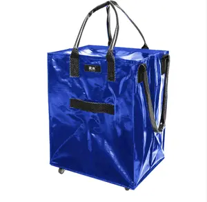 Foldable shopping cart with wheels, portable grocery cart bag for home and supermarket use