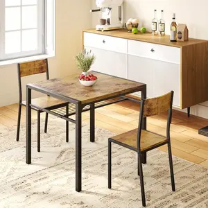 3 Pieces    For 2, Small Space    Chair  With Two Chairs  A   For Kitchen,  Room, Apartment set Dining Table and White Glass Door Wardrobe Versatile Square Air Fryer Window