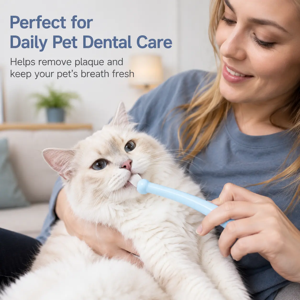 1 Count Pet Interdental Brush, Angled Curved Neck Design 0.15mm Soft Fine Bristles for Cleaning Oral Narrow Gaps for Cats and Dogs