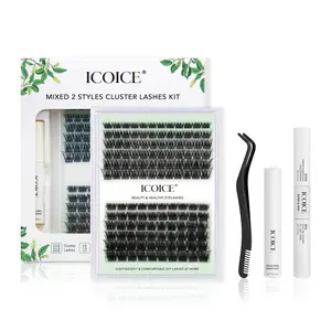ICOICE Lash Clusters Kit DIY Lash Extension Kit 8-16MM Cluster Lashes D Curl Eyelash Extensions with Lash Bond and Seal Waterproof Tweezers Christmas gift