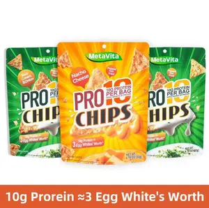 MetaVita PRO Chips High Protein Crunchy Snack 10g Protein per Bag Popped Not Fried 3-Pack Combo Nacho Cheese & Sour Cream Onion
