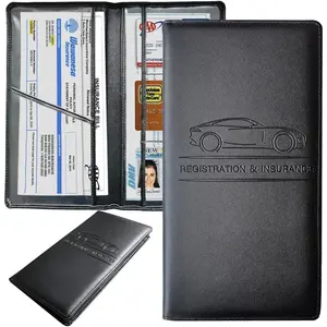 Premium Car Registration and Insurance Holder,Black Registration Insurance Card Holder,Glove Box Organizer Makes Your Documents In Order.
