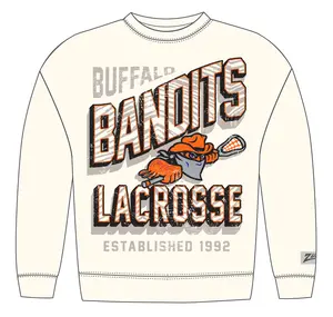 Zubaz NLL  Unisex 90's Vintage First Down Zebra 2 Color Crewneck Sweatshirt, Buffalo Bandits