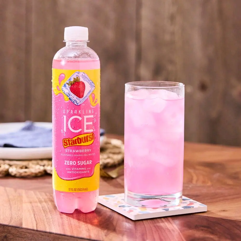 Sparkling Ice STARBURST Strawberry, 0-Sugar Flavored Sparkling Water