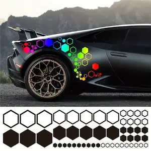 52 PCS Vinyl Honeycomb Decal Car Stickers, Hexagonal Graphics for Vehicle Body Side Exterior Decor, Universal Accessories for Truck, SUV, RV