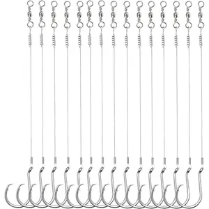 Circle Hook Rigs, 25 count Saltwater Steel Octopus Hooks with Leader Wire - Ready-to-Fish Setup for Catfish and Bass