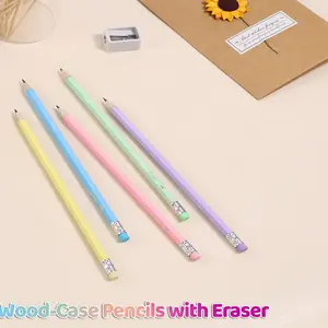Log HB Pencil for Students and Teachers Box of 30 First-Grade Kindergarten Teachers Sketching Writing Homework Hexagonal Wooden Poles Office School Supplies Office Stationery with Eraser