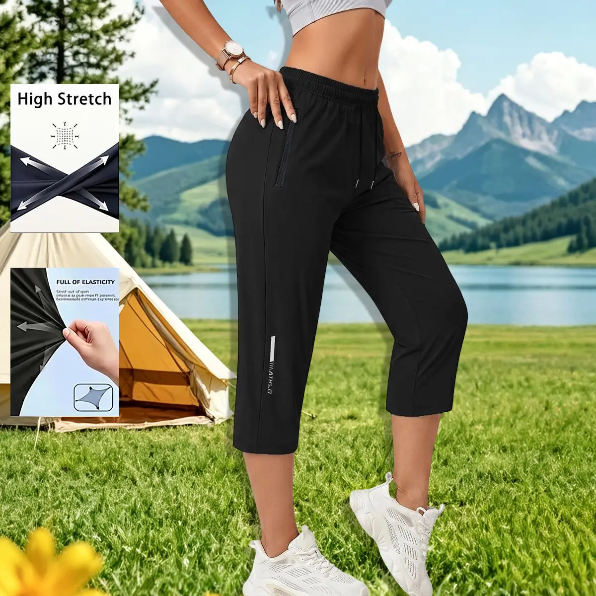 Women’s summer shorts, solid color design, comfortable breathable fabric, adjustable, suitable for everyday wear, fitness yoga, outdoor sports, etc., summer shorts, women’s summer apparel beach trip